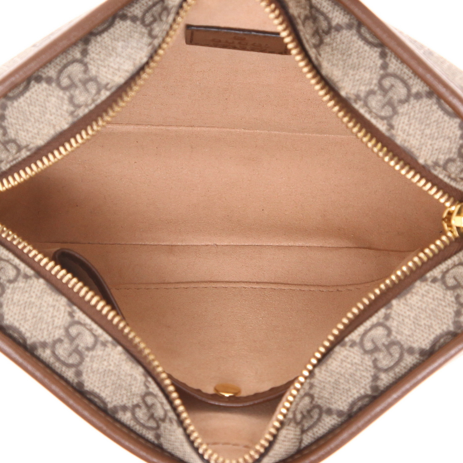Bolso bandolera de Gucci «Interlocking G» en lona GG Supreme beige y piel marrón - Detail D3