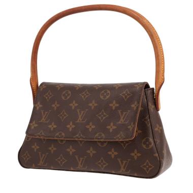 Bolso Louis Vuitton «Looping» de lona Monogram marrón y piel natural
