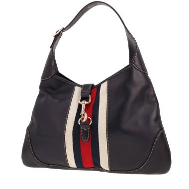 Bolso Gucci «Jackie» de piel Bleu Marine y lona tricolor