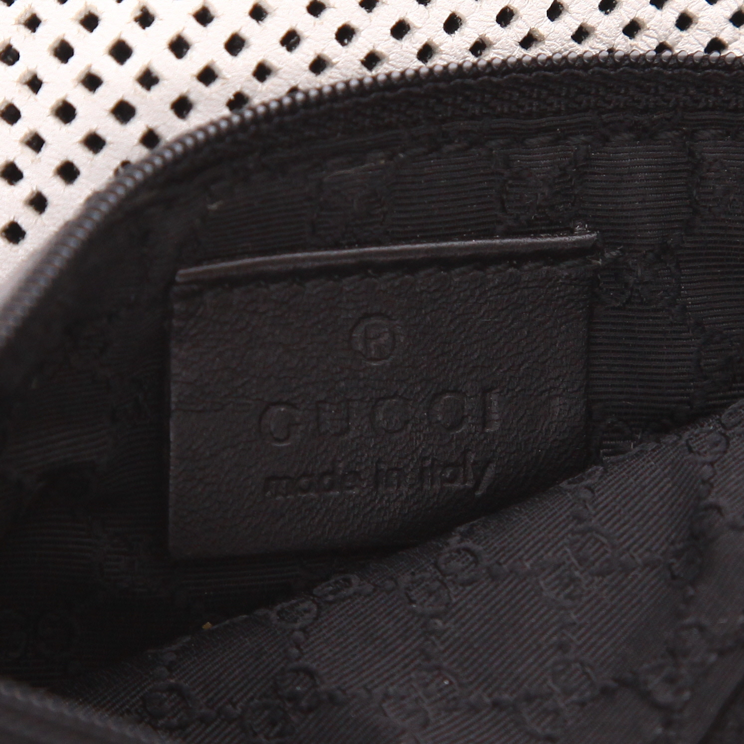 Gucci Jackie handbag in Blanc and black leather - Detail D2
