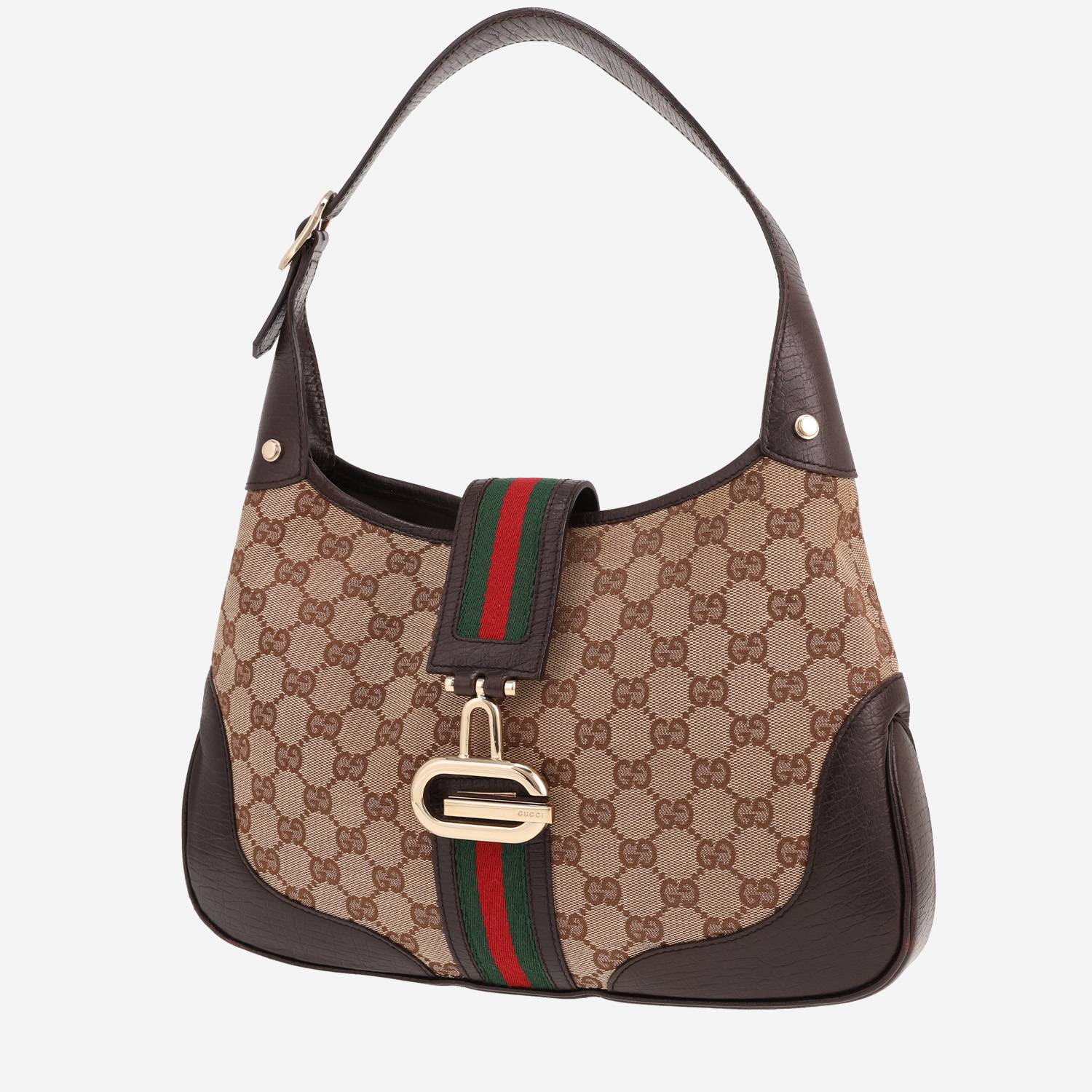 Borsa Gucci Jackie vintage in tela Supreme GG marrone e pelle marrone