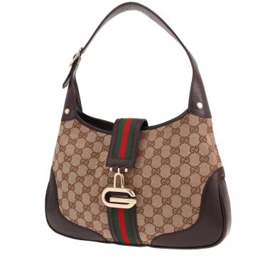 Borsa Gucci Jackie vintage in tela Supreme GG marrone e pelle marrone