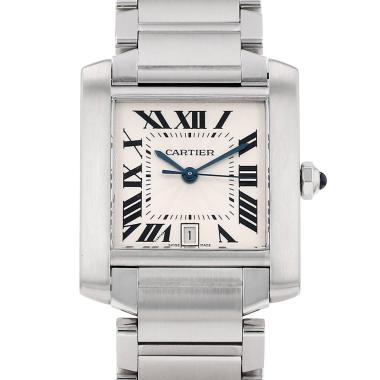Medium-sized Cartier Tank Française watch in steel, Ref: Cartier - 2302, circa 2000