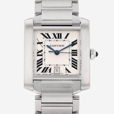 Montre Cartier Tank Française moyen modèle  en acier Ref: Cartier - 2302  Vers 2000