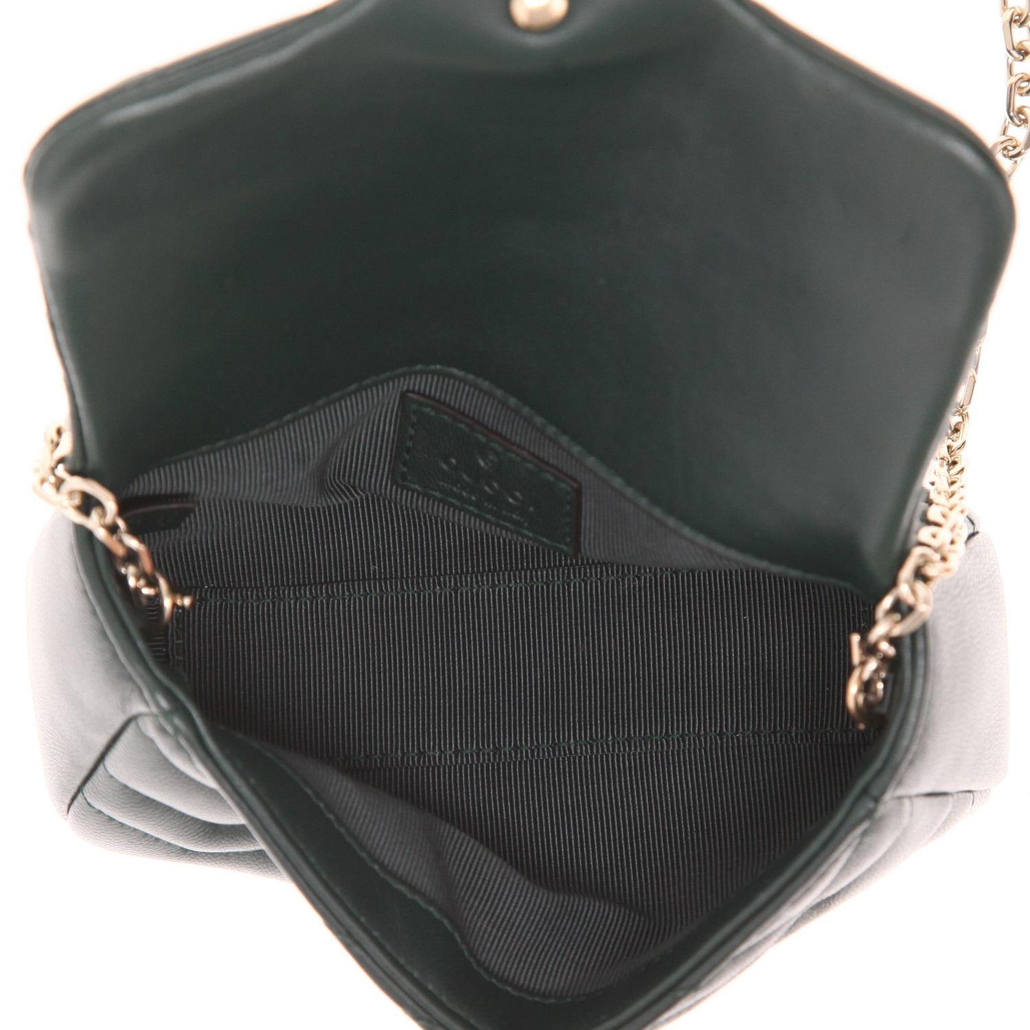 Sac bandoulière Gucci  GG Marmont mini  en cuir matelassé vert - Detail D3