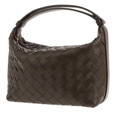 Bolso de mano Bottega Veneta «Wallace mini» de piel «intrecciato» verde caqui