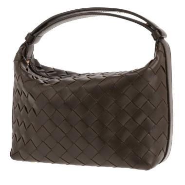 Borsa Bottega Veneta Wallace in pelle intrecciata verde-kaki