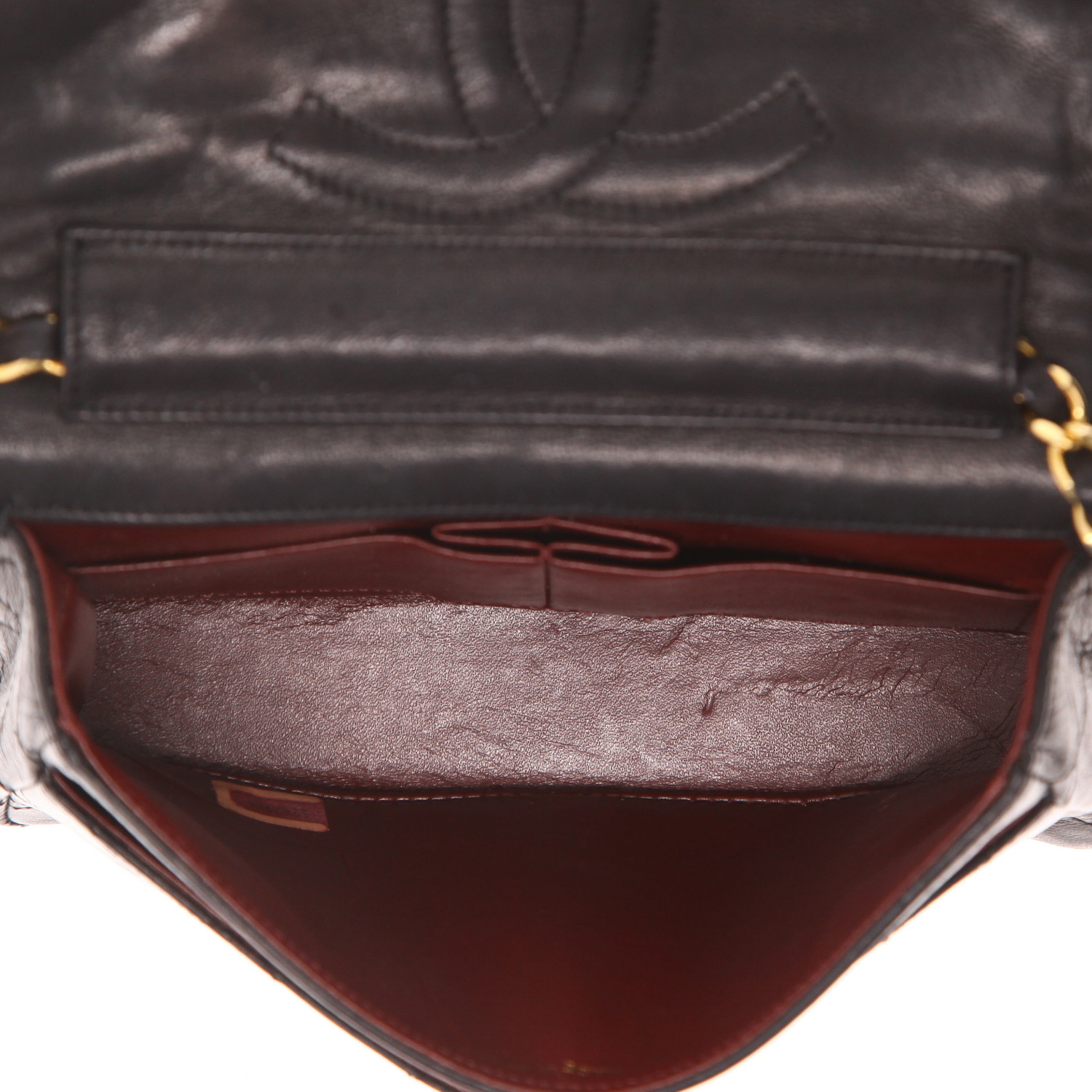 Vintage Chanel shoulder bag in black quilted leather - Detail D3