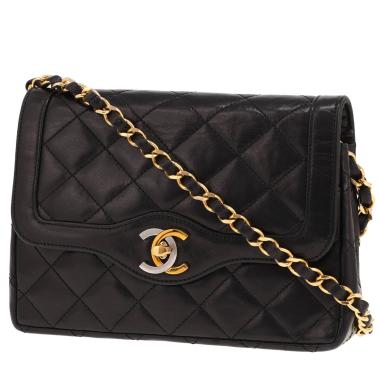 Sac bandoulière Chanel  Vintage en cuir matelassé noir