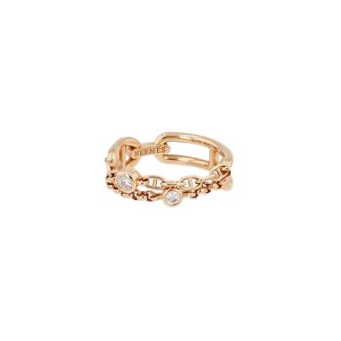 Hermès Chaine d’Ancre Chaos semi-hinged ring in rose gold and diamonds