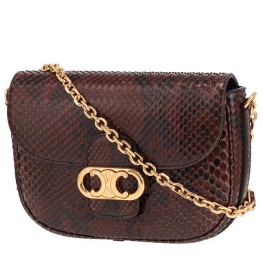 Sac à main Celine  Maillon Triomphe en python marron