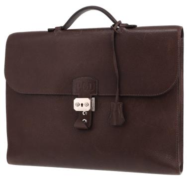Porte-documents Hermès  Sac à dépêches en Barenia Faubourg ébène