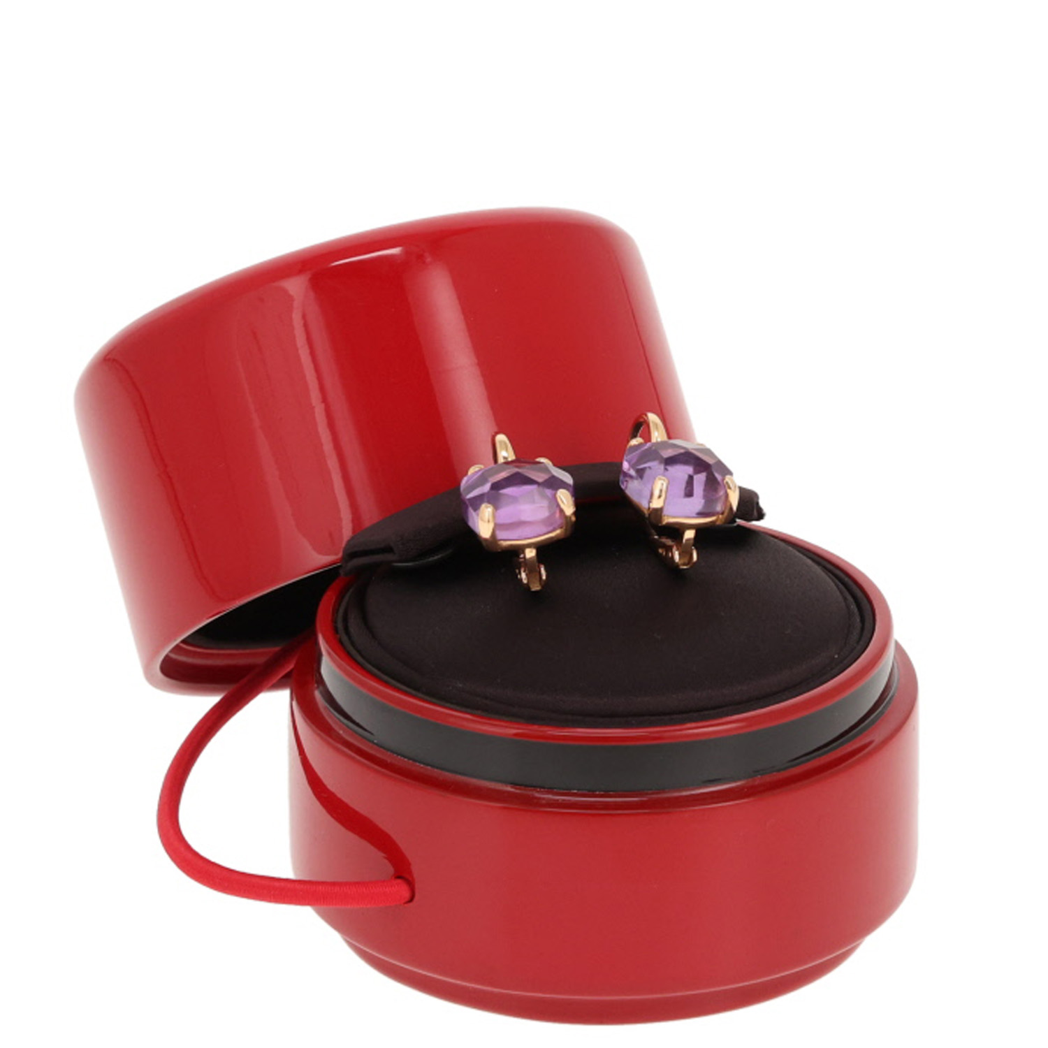 Paire de boucles d'oreilles Pomellato Lola en or rose et améthystes - Detail D2