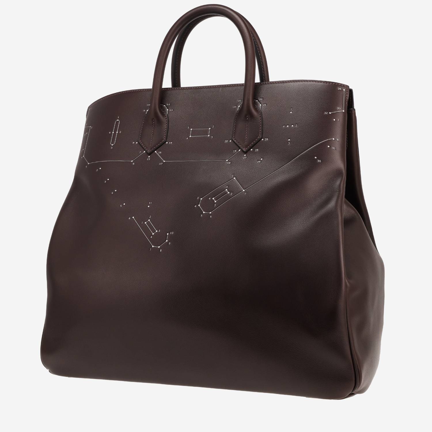 Bolso de viaje Hermès «Haut à Courroies» de 40 cm, con cierre de correas, en piel Evergrain color ébano