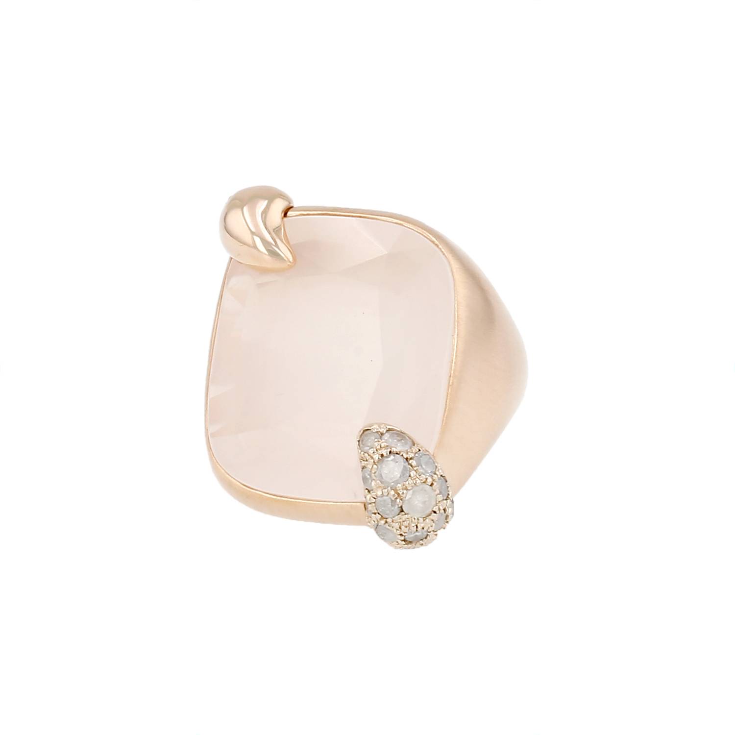 Bague Pomellato Ritratto moyen modèle en or rose, quartz et diamants