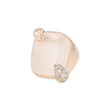 Pomellato Ritratto medium-sized ring in rose gold, quartz and diamonds