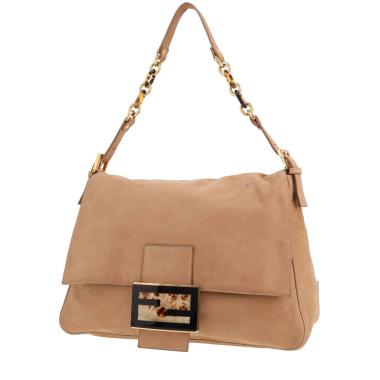 Borsa Fendi Mamma Baguette in pelle scamosciata beige