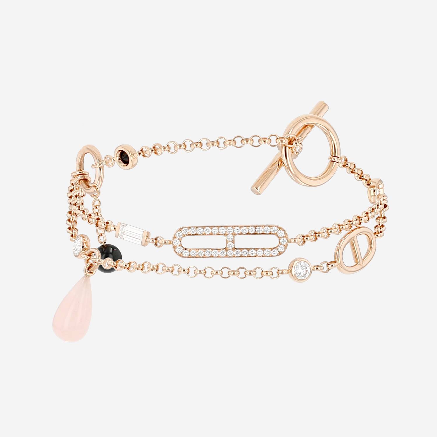 Pulsera Hermès «Chaîne d’Ancre Chaos» en oro rosa, piedras de colores y diamantes