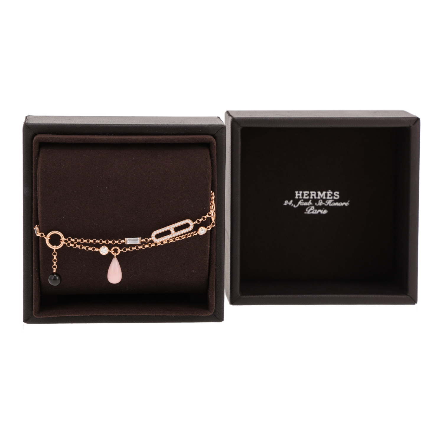 Pulsera Hermès «Chaîne d’Ancre Chaos» en oro rosa, piedras de colores y diamantes