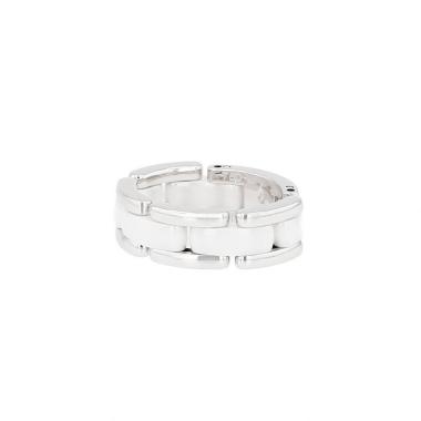 Bague souple Chanel Ultra moyen modèle en or blanc et céramique