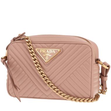 Sac bandoulière Prada  Diagramme en cuir matelassé rose