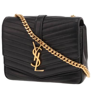 Borsa a tracolla Saint Laurent “Sulpice” in pelle trapuntata a spina di pesce Noir