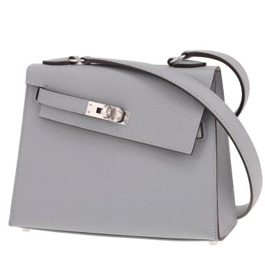 Borsa Hermès Kelly Désordre in pelle Epsom, grigio Pantin
