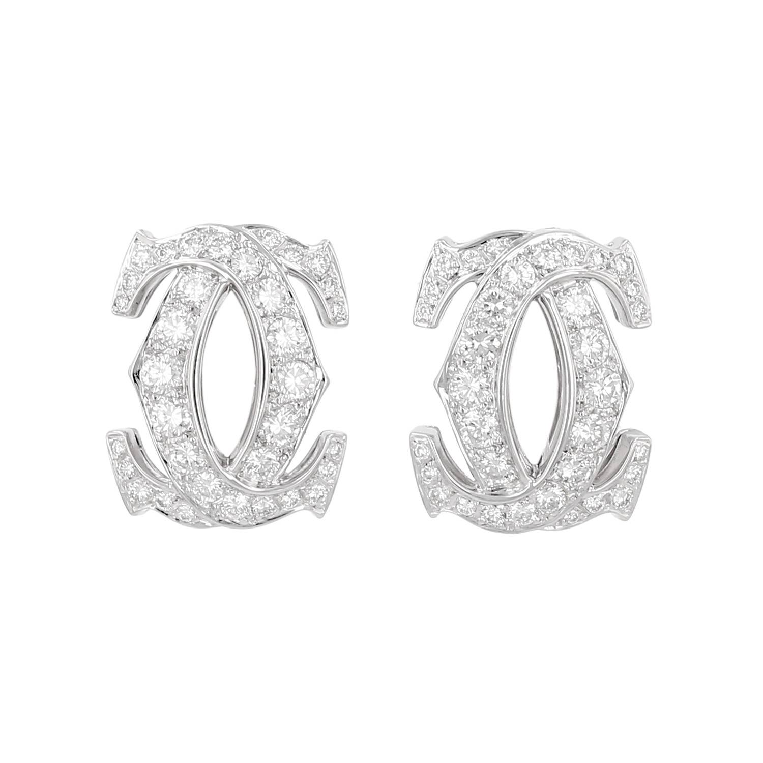 Paire de clips d'oreilles Cartier Pénélope en or blanc et diamants Paire de clips d'oreilles Cartier Pénélope en or blanc et diamants