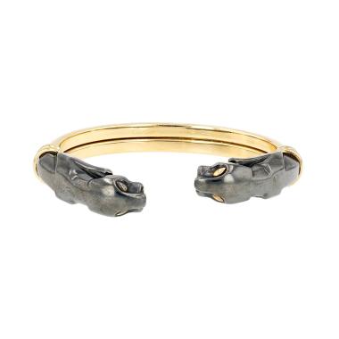 1980s Cartier Cougar bracelet in yellow gold and silverium