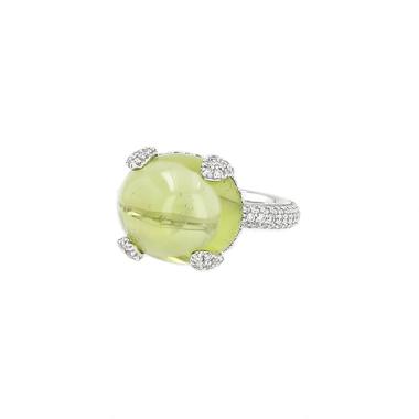 Anillo Pomellato Caramel de oro blanco, diamantes y peridoto