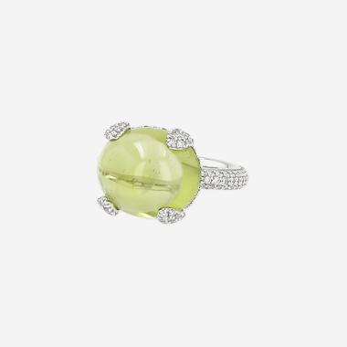 Bague Pomellato Caramelle en or blanc, diamants et péridot