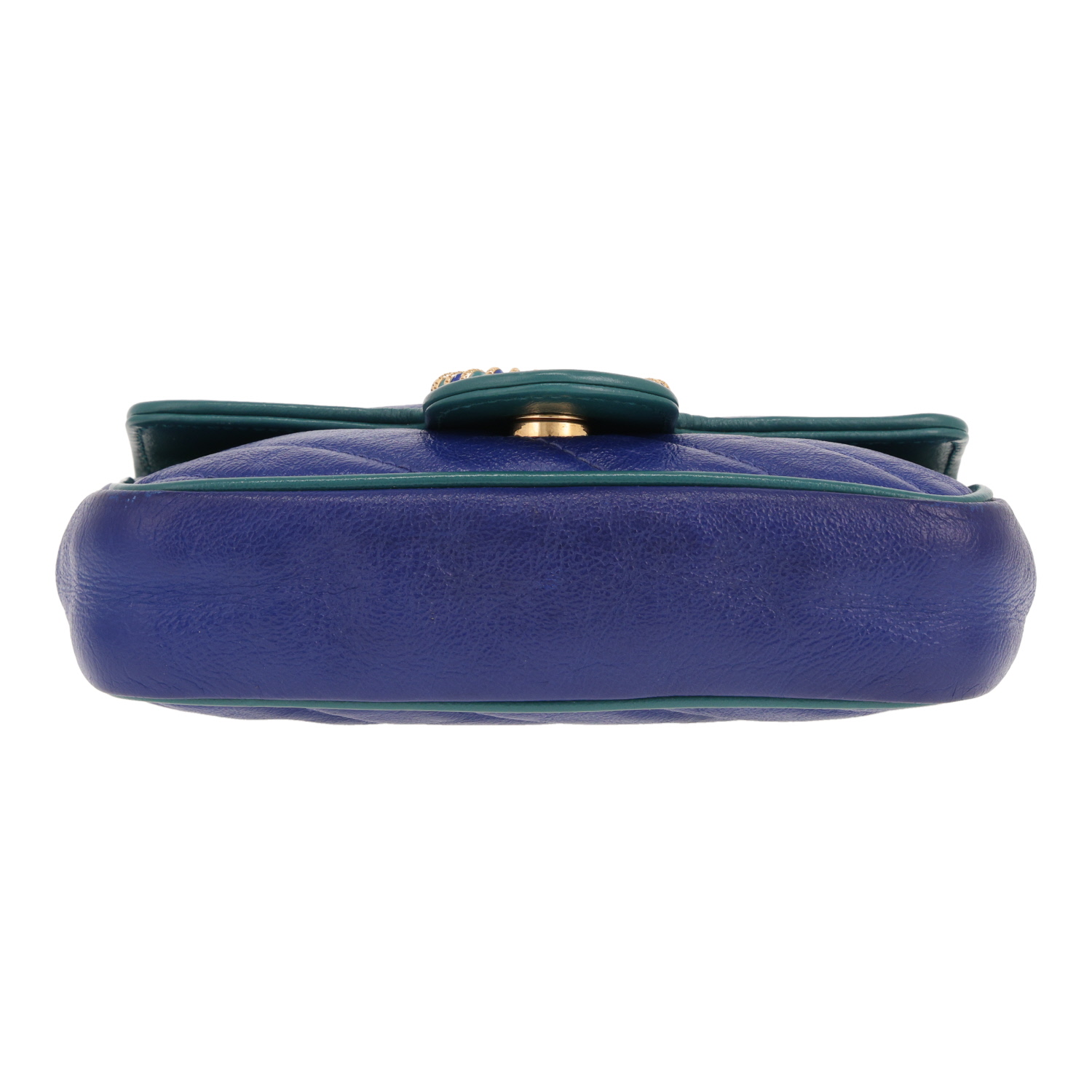 Gucci GG Marmont mini shoulder bag in blue and green quilted leather - Detail D1