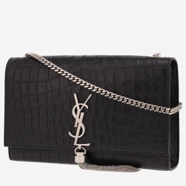 Sac à main Saint Laurent  Kate Pompon en cuir noir