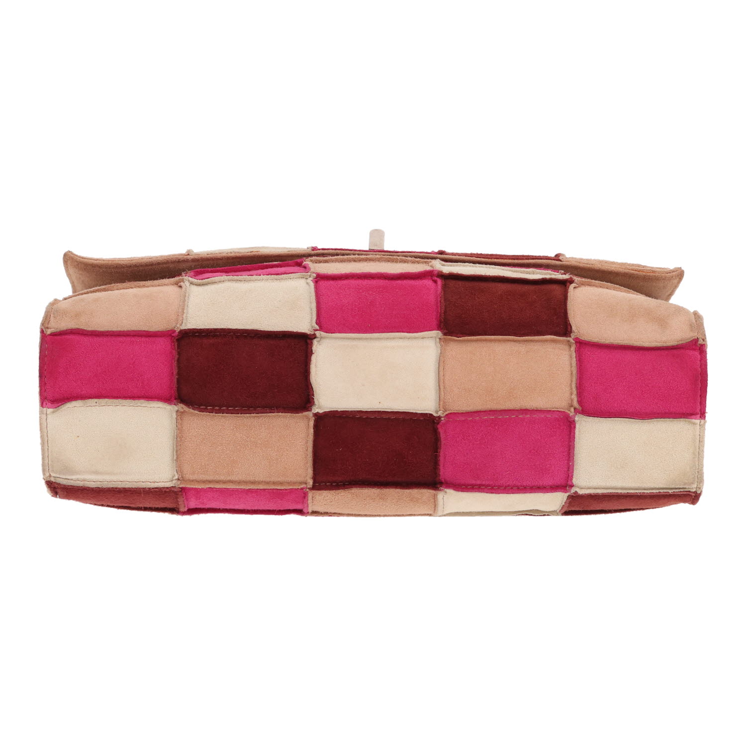 Borsa Chanel 2.55 in pelle di vitello scamosciata rosa-beige e Bordeaux - Detail D1