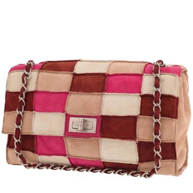 Sac à main Chanel  2.55 en Veau velours rose beige et bordeaux