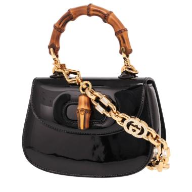 Gucci Bamboo handbag in black patent leather