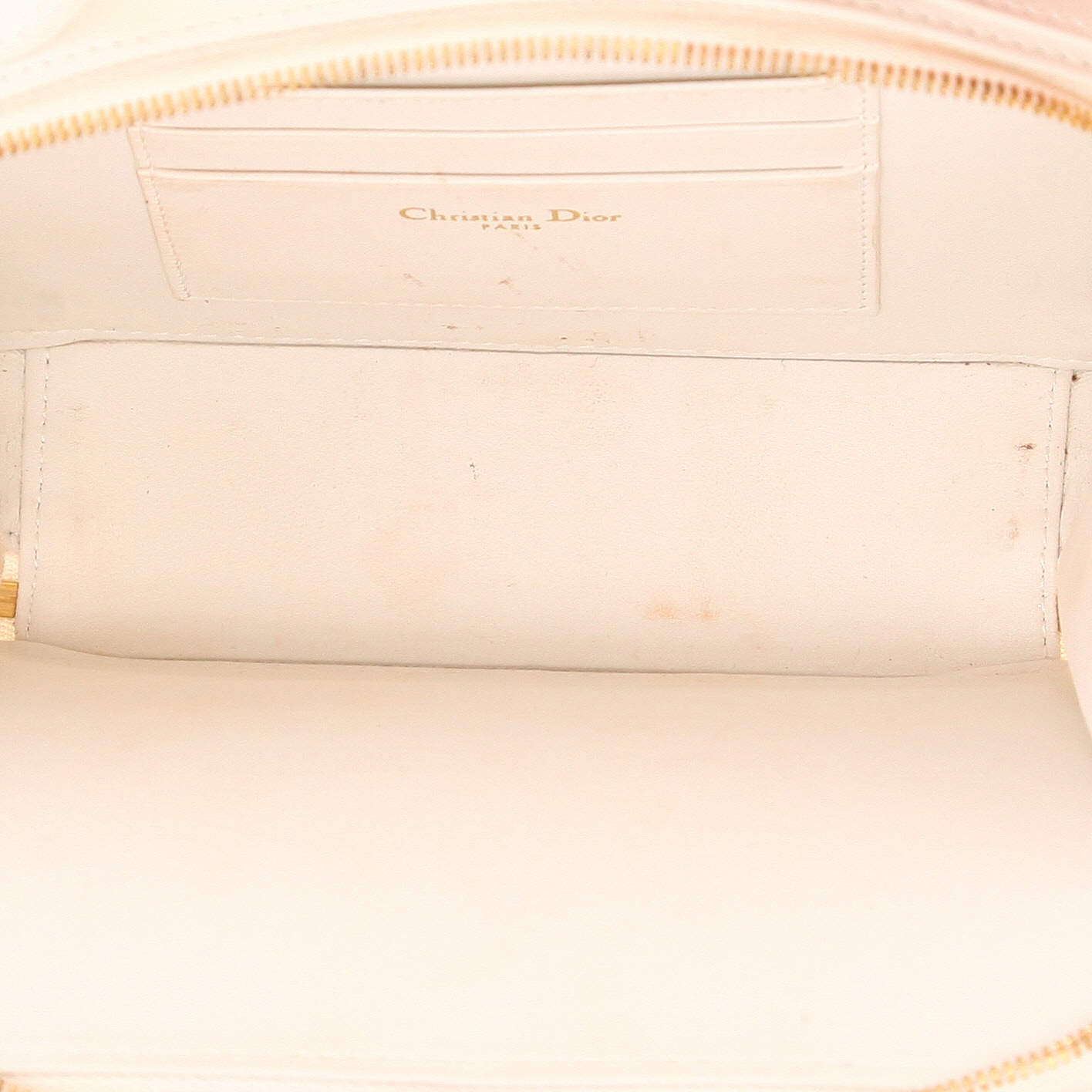 Sac bandoulière Dior  Caro en cuir cannage blanc - Detail D3