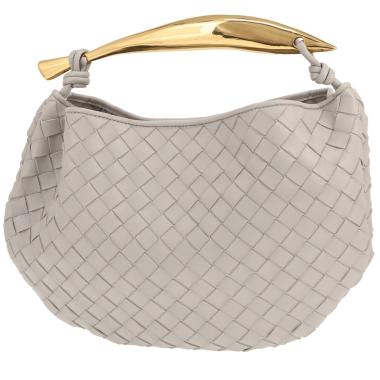 Bolso de mano de Bottega Veneta, modelo «Sardine» mediano, de piel «intrecciato» gris