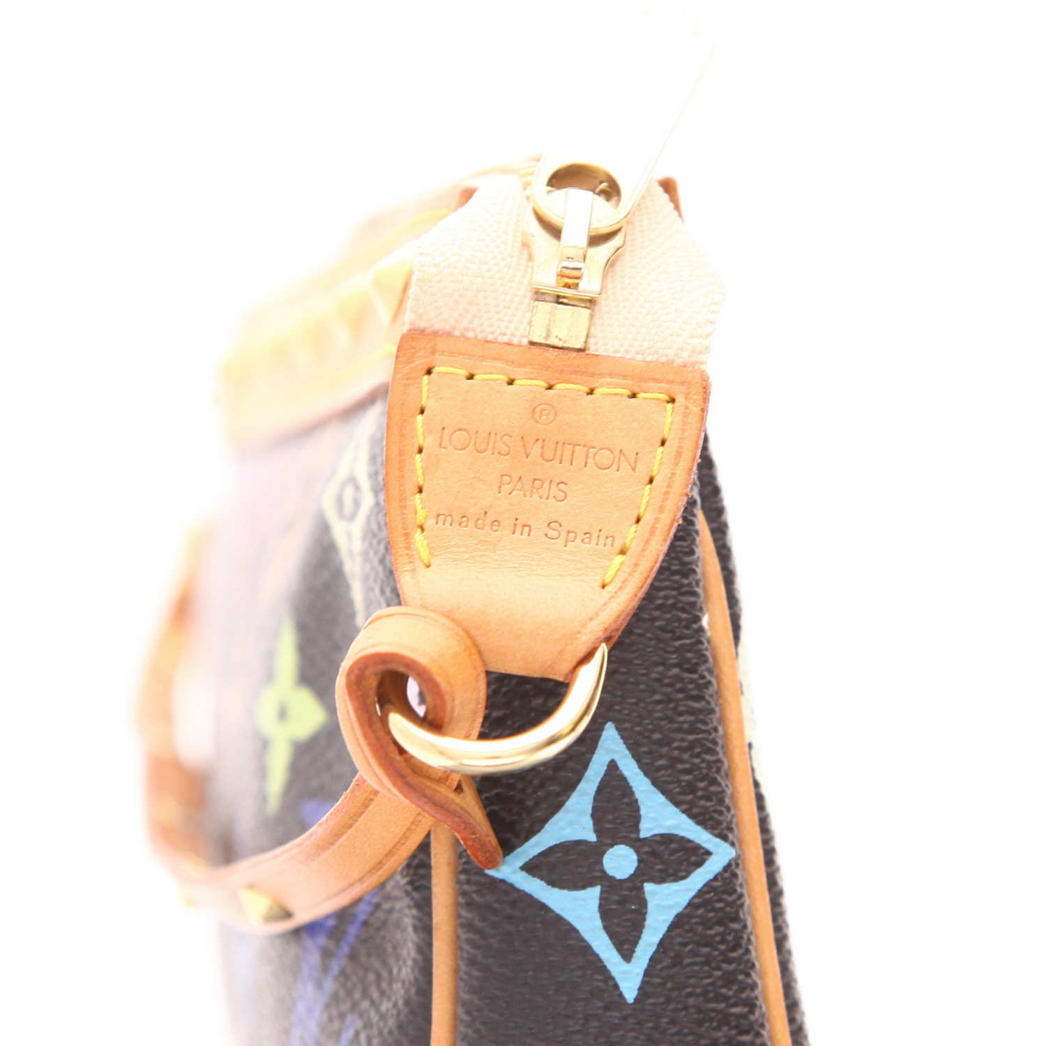 Louis Vuitton x Murakami handbag  Accessory pouch in multicoloured Monogram canvas and natural leather - Detail D2