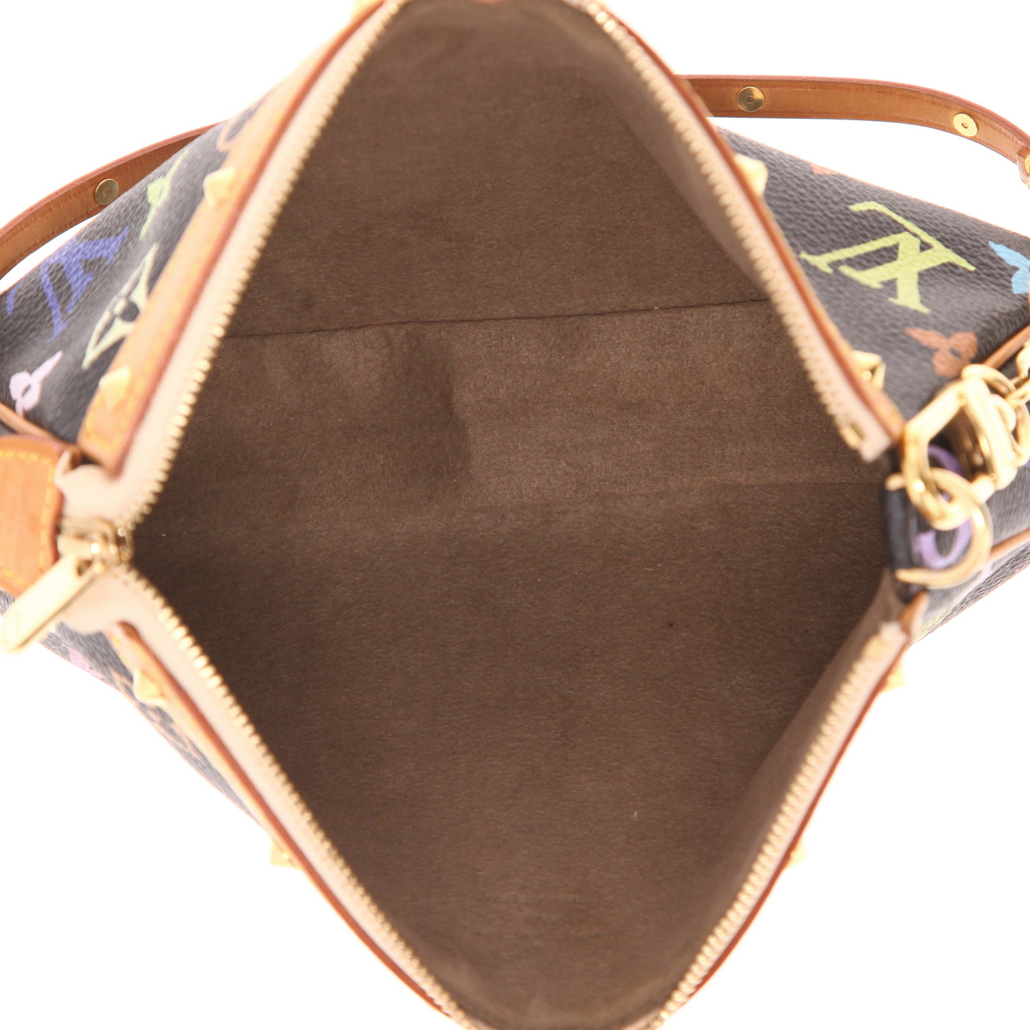 Louis Vuitton x Murakami handbag  Accessory pouch in multicoloured Monogram canvas and natural leather - Detail D3