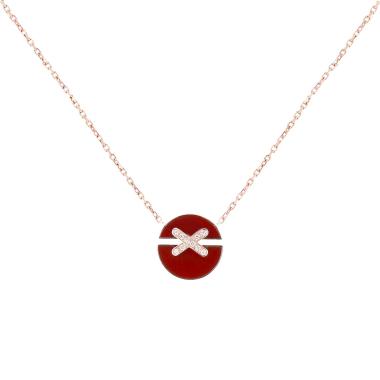 Ciondolo Chaumet "Jeux de Liens", modello piccolo, in oro rosa, corniola e diamanti