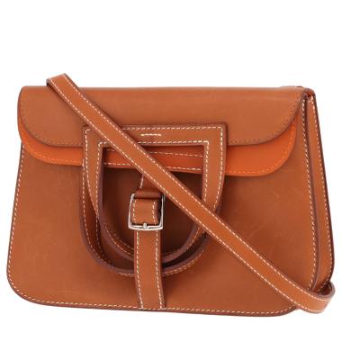 Hermès Halzan mini shoulder bag in Fauve Barénia leather