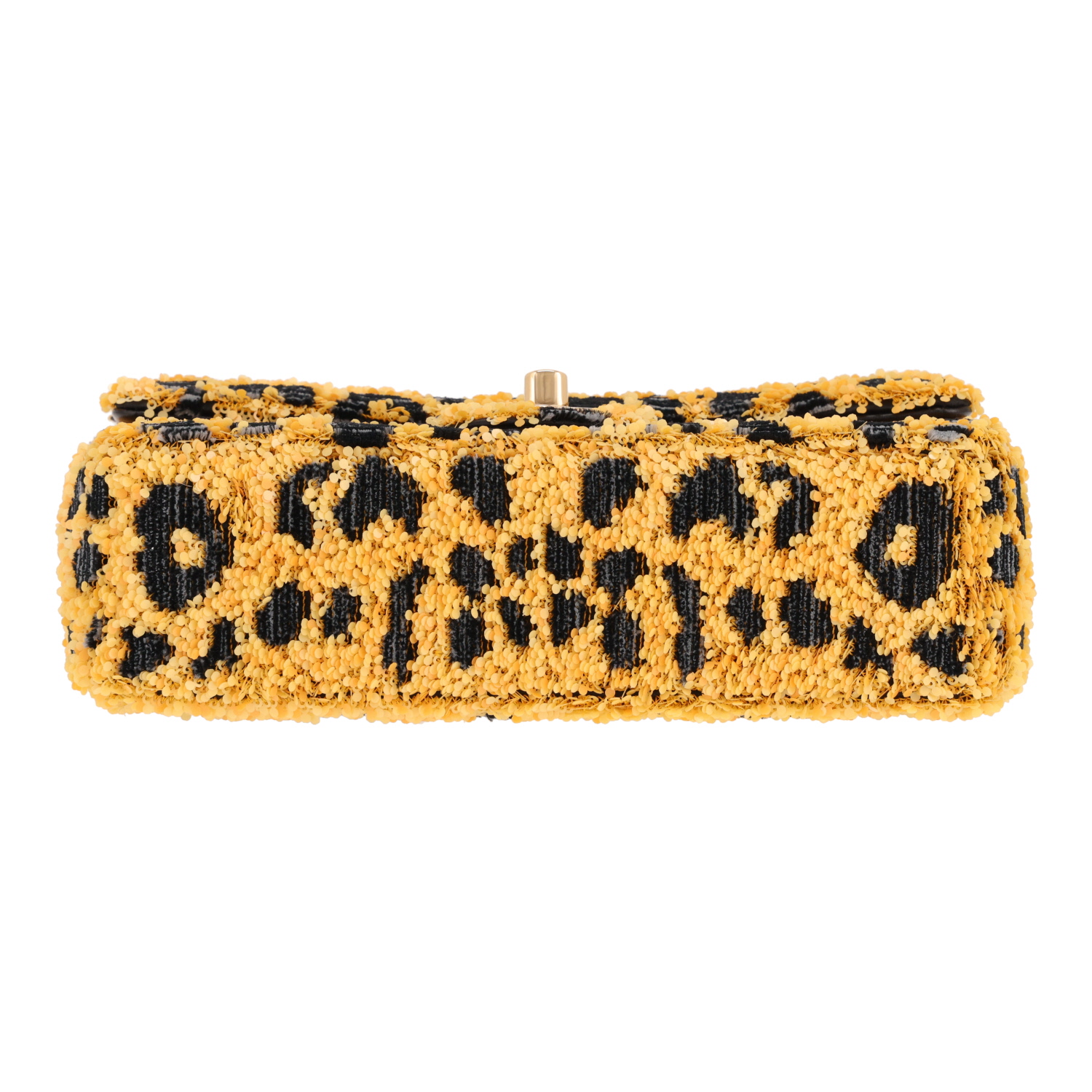 Sac bandoulière Chanel  Sac à rabat en sequin jaune et noir - Detail D1