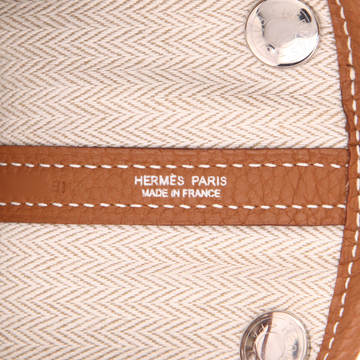 Borsa shopping Hermès  Garden Party 30 cm in pelle di vitello Clémence Gold - Detail D2