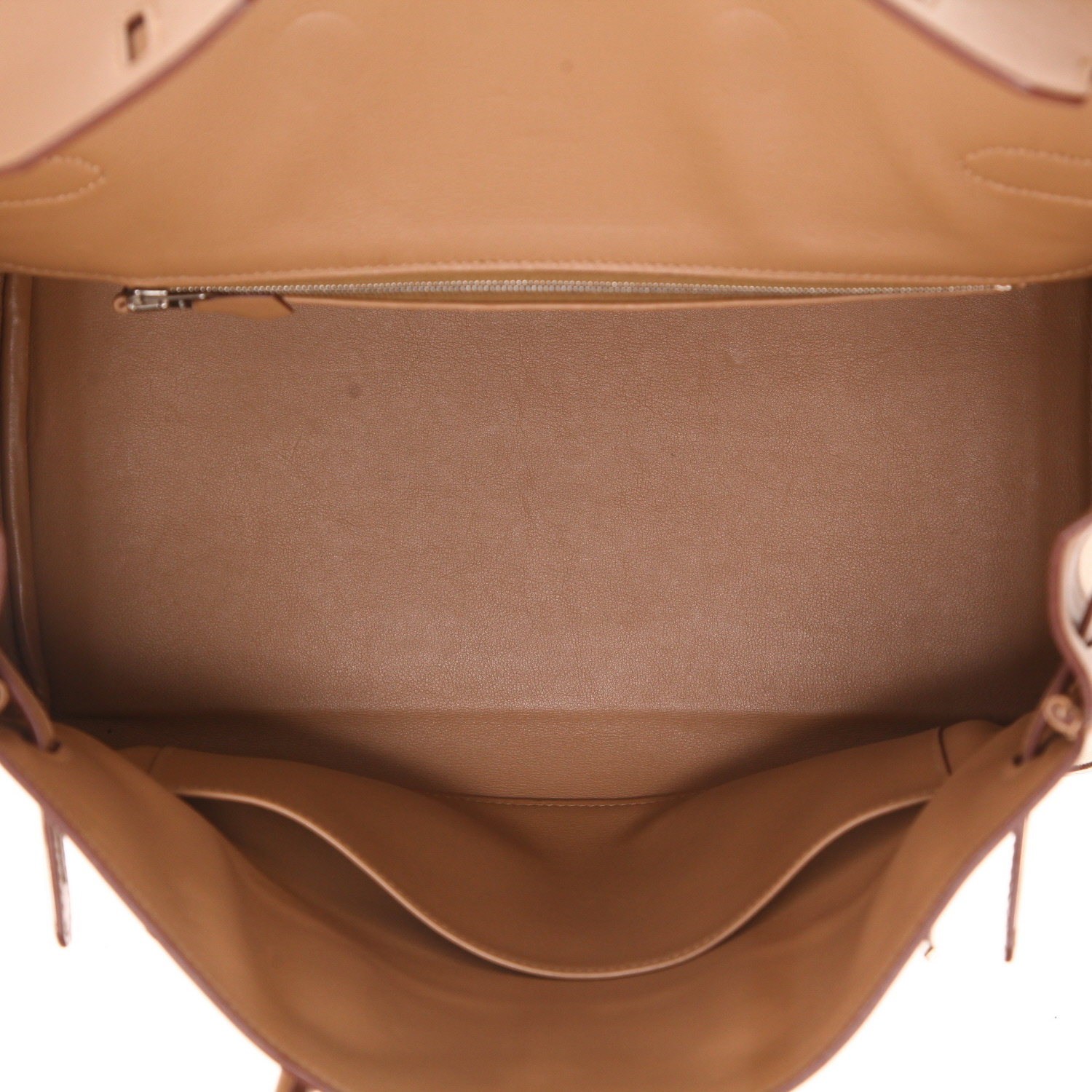 Bolso Hermès Birkin de 35 cm en lona beige y piel Swift Biscuit - Detail D3