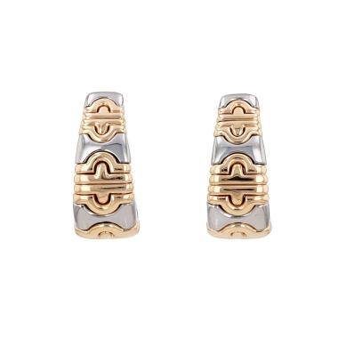 Paire de boucles d'oreilles Bulgari Parentesi en or jaune et acier