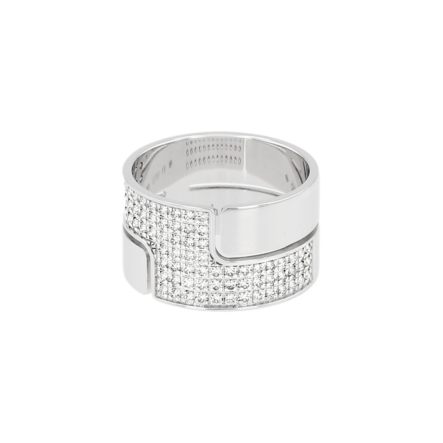 Bague Dinh Van Seventies grand modèle en or blanc et diamants