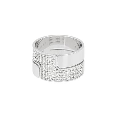 Anillo Dinh Van Seventies, modelo grande, en oro blanco y diamantes