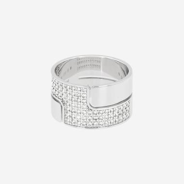 Bague Dinh Van Seventies grand modèle en or blanc et diamants