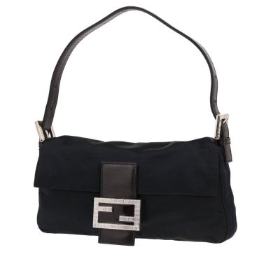 Bolso de mano Fendi «Baguette» de satén negro